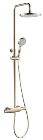 BiaoTeng Ensemble Douchette Douche Salle de Bain Hauteur Réglable Tuyau de Douche 150 cm Robinet de Baignoire Colonne de Douche avec Mitigeur Or Brossé