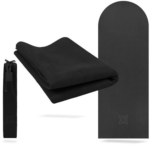 OMNANA® JETSET™ Reise Yogamatte faltbar – Dünne Yoga Matte 1,3mm rutschfest & leicht – Travel Yogamatte, Reisematte, Pilates Matte – Mikrofaser & Naturkautschuk – 190x70cm