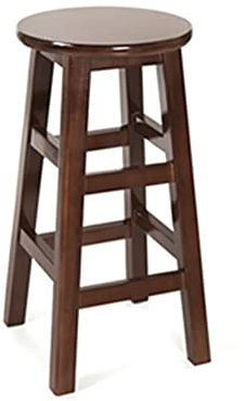 Tabouret de bar rustique en bois massif vert avec repose-pieds, haut et rond, hauteur d'assise de 76,2 cm, noyer 60 cm