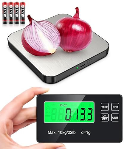 JOPHEK 15KG/1g Báscula Cocina Digital Precision, Balanza de Cocina Dividida Acero Inoxidable Función Tara Pantalla LCD Separada 7 Unidades para Alimentos Horneado