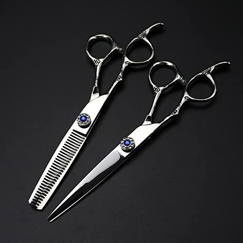 Haarschneideschere, 6 Zoll, professionelle Japan 440c, für Linkshänder, Edelsteinschere, Rose, Haarschere, Haarschnitt, Effilierschere, Friseurschere