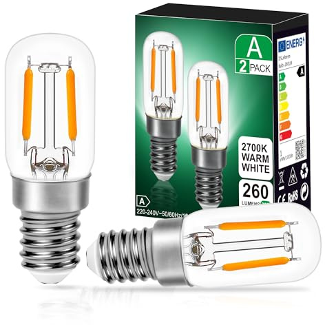 DSLebeen E14 LED Warmweiss Glühbirne 1.2 W Ersatz 26W Glühlampen 2700K Mini LED Birnen für Nachtlicht, Salzlampe, Kronleuchter Nicht Dimmbar 230V AC 2 Stück
