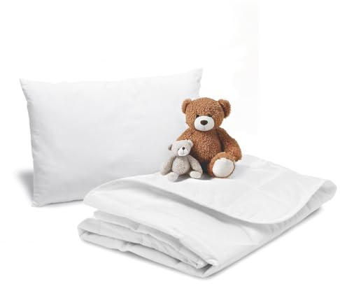 Bleu Câlin Set copripiumino leggero 75 x 120 cm e cuscino soffice, 40 x 60 cm, per culla 60 x 120 cm, lavabile a 95 °C, certificato Oeko-Tex