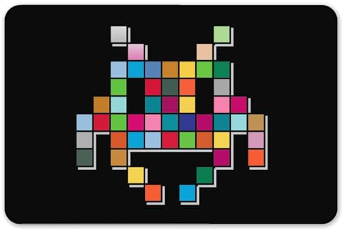 Tapis de Souris Gamer XL – Space Invaders – 26x38.5 cm, Tissu HD, Noir, Antidérapant et Ultra Fin – Tapis Souris Ergonomique Gaming et Bureau