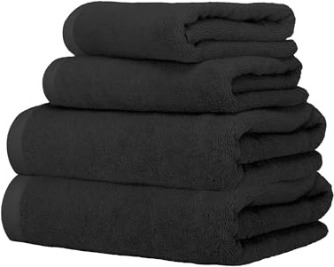 Ruggeri - Set Asciugamani 2 + 2 | Viso + Ospite | 100% Cotone Extra Morbido 500 gr - Let's Color! (Nero)