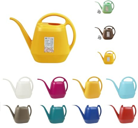 Watering Can Indoor & Outdoor, 4 L Garden Watering Cans, Large Plastic Long-Spout Can for House Plants & Hanging Baskets - Precise Watering, Home Essential (Long spout - yellow B)