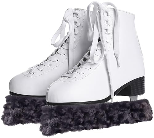 Muiltvoe Ice Skate Blade Covers Soft Fuzzy Skating Guards Soakers Blades Protector Accessory for Hockey Figure Skates (Grey Size L)