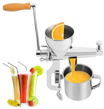 Masticating Juicer - Stainless Steel Manual Hand Crank Juicer | Slow Juice Extractor For Fruits & Vegetables | Wheatgrass Kale Celery Tomato Pomegranate Grape Cane Parsley Healthy Cold Press