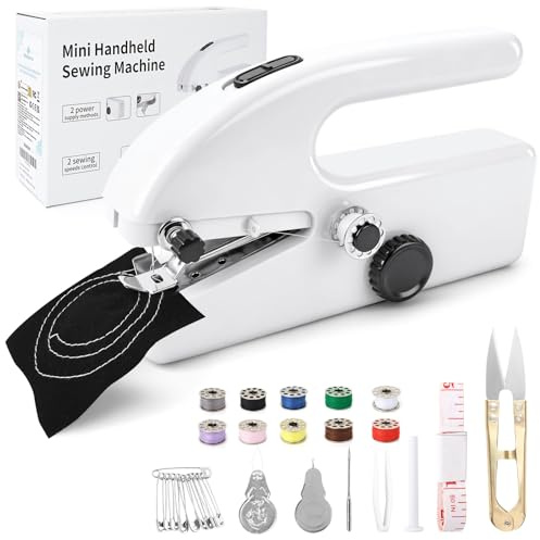 Philorn Mini macchina da cucire a mano elettrica veloce macchina da cucire portatile per principianti, kit da cucito per casa, viaggi e progetti artigianali