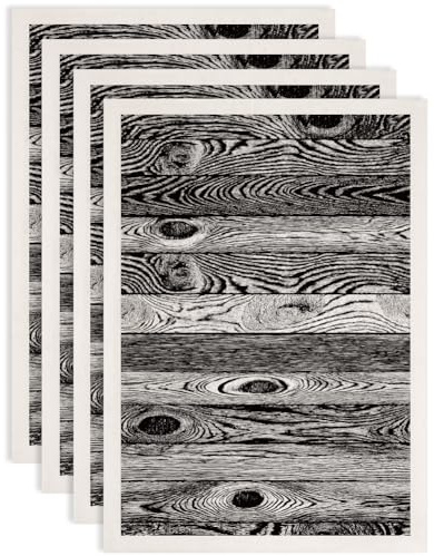 SUPERDANT 4PCS Holzmaserung Unterglasur Transferfolien Für Keramik Ton Transferpapier Schwarze Keramik Abziehbilder Aufkleber Für Töpferhandwerk DIY Bastelbedarf Abziehbilder 52x37cm