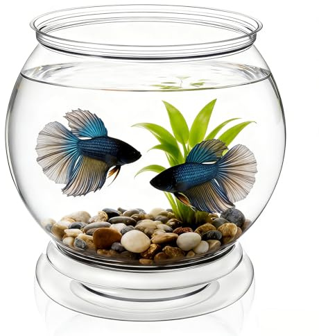 Rund guldfiskglas, mini akvarium plast akvarium liten fiskskål transparent plast bonsaiskål mini fiskglas kulvas platt kulakvarium för guldfisk sköldpaddor liten