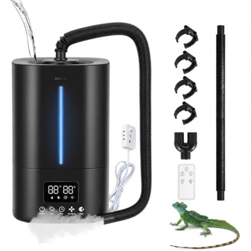 Reptile Fogger Humidifier, 5L – Dual-Hose with Humidity Control | 5 L Terrarium Humidifier with 45–90% RH control, timer and remote, Reptile Humidifier for Greenhouse, Reptiles & Amphibians
