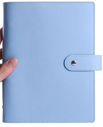 DVMSIEF Anteckningsbok med lösa blad A6/A5 PU-läder gör-det-själv binder anteckningsbok dagbok agenda planerare papper brevpapper (blått skydd, A6)