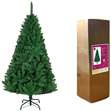 8ft/2.4m Green Bushy Imperial Pine Artificial Deluxe Christmas Tree Hinged Branches 1396 Pencil Point Tips with Metal Stand Xmas Home Decorations