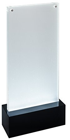 SIGEL TA424 Soporte de sobremesa con LED para DL, presentación a dos caras, con iluminación, transparente/negro, Acrílico
