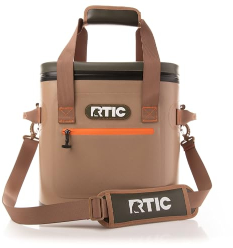 RTIC Ultra-Tough Soft Cooler 20 Can, Insulated Bag Portable Ice Chest Box for Lunch, Beach, Drink, Beverage, Travel, Camping, Picnic, Car, Trips, Floating Cooler Leak-Proof with Zipper, Tan