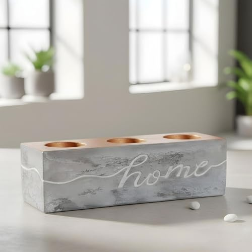 Teelichthalter Beton Grau Kupfer Home Tischdeko Kerzenhalter Industrial Loft Stil Retro Deko Kerzenständer