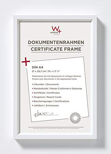walther design Bilderrahmen weiss 21 x 29,7 cm (DIN A4) mit Passepartout, Steel Style Kunststoffrahmen ES130W