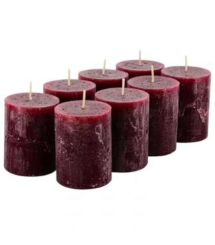 Klocke ljus rustika blockljus – 8 stycken – vaxljus/rustickljus/adventsljus jul (gammelrosa, liten: Höjd 8 cm/Ø 6 cm)