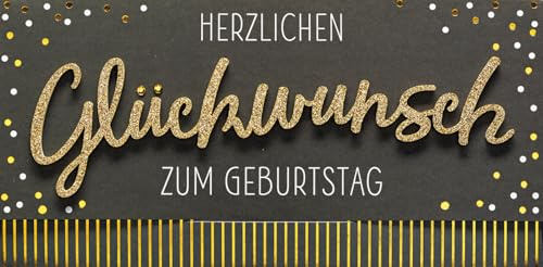 Perleberg Geburtstagskarte Lettering Surprise - Herzlichen Glückwunsch - 11 x 22 cm