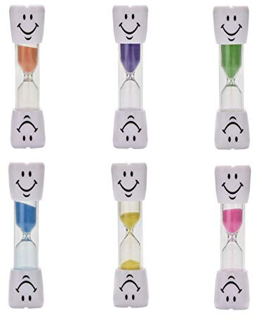 3 Minute Sand Timer Set for Brushing Teeth Pack of 6 Colorful Smiley Hourglass Timers