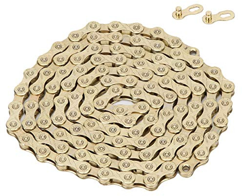 10-Piece Bike Chain, F10 High Strength Steel 10-Piece Chain Bike Chain Change for Mountain Bike Road Bike Folding Bike(Gold)