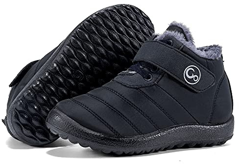Ablanczoom Boys Girls Winter Snow Boots - Comfortable Warm Fur Lined Toddler Boot Outdoor Waterproof Slip On Walking Ankle Booties For Little Kid