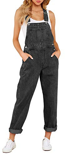 Roskiky Salopette da Donna Tuta Donna Intera Tuta Jeans Donna Salopette Casual Stretch Denim Donna Jeans Tuta Con Tasche, Nero Iconico, S Tuta Intera Donna