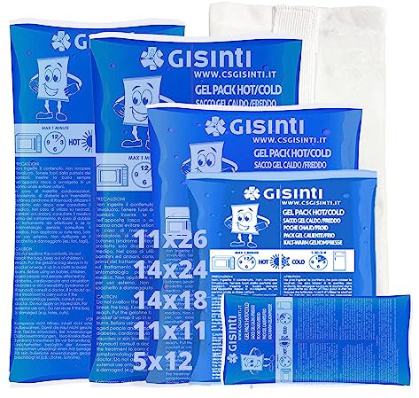 Gisinti Poche de Glace Réutilisables Effet Chaud Froid Poche de Gel Réutilisables pour Micro Onde & Congelateur + Pochette en tissu (5 pièces)
