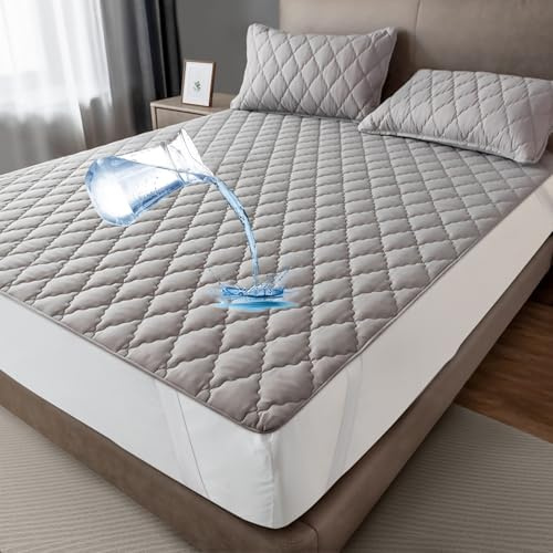 mafudoxi Wasserdichter Matratzenschoner 120x200cm, Atmungsaktive Matratzenauflage, Mikrofaser Matratzenbezug, Wasserfeste Matratzenschutz Inkontinenzunterlage Waschbar - Grau
