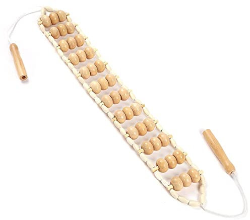 COOKOE Holz-Rückenmassagegerät, Rollenseil, manueller Massagegurt für Rücken, Nacken, Schultern, Beine, Taille, Schmerzlinderung