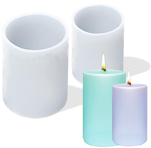 2 Stück Kerzen Gießform, Zylindrische Harzgussform, Kerzengießform Silikon Rund, DIY Silikonform, Gießformen Kerzen, Kerzenformen für die Herstellung Handgefertigte Seife, Duftkerzen