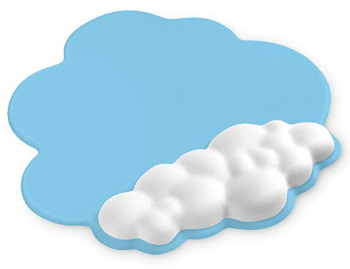 ATTACK SHARK Cloud Tappetino per Mouse con Poggiapolsi,Tappetino per Mouse Ergonomico,Antiscivolo,Tappetino da Gioco con Superficie Liscia per Digitare/Accessori da Scrivania da Gioco-Blu/Bianco