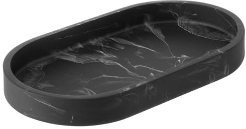 Navaris Plateau bijoux rond - Plateau à bijoux effet marbre 22,5 x 17,5 x 2,7 cm pour chambre salle de bain table de chevet - Rangement monnaie clé