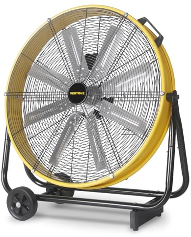 VENTISOL Ventilatore industriale da pavimento da 24 pollici, 3 velocità, ad alta velocità, con 8 pale, ventilatore a tamburo resistente, 9500 CFM, grandi ventilatori da garage in metallo per magazzini