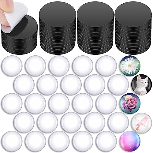 Outus 96 Sets Kühlschrankmagnete für DIY Bastelsets Runde Magnetscheiben mit klarer Kuppel Cabochons Glasmagnete Scheiben für Weihnachten Kühlschrank Büro Schließfach Whiteboard Geschenk (3,6 x 3,6