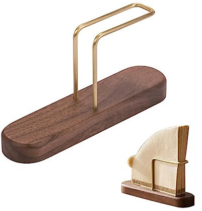 SOUNAY Kaffeefilterhalter, Filtertütenhalter aus Holz, für Größe 1 & 2 & 4, Stehende kaffefilterhalterung, Filterhalter, Natur, für Zuhause, Büro, Café, Walnuss