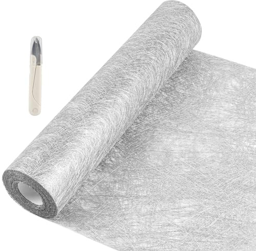 SWAWIS Vlies Tischläufer Silber 30cmx20M Tischläufer Geburtstag Weihnachten | Tischdecke Papierrolle Tischband für Hochzeiten Valentinstag Geburtstag Taufen Festliche Dekoration