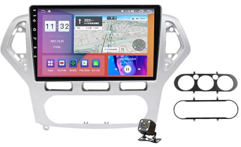 PLOKM Stereo Auto Radio Coche Táctil Autorradio Navegación del Coche Android 12 para Mondeo 2006-201 con Dab WLAN Carplay WiFi Bluetooth FM USB DSP RDS