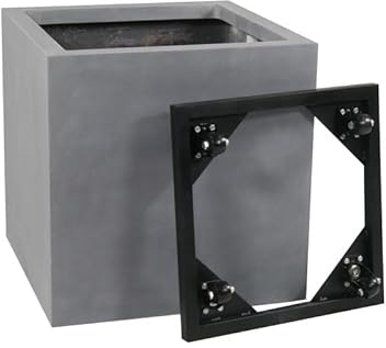 Casaflora Komplettset 2-teilig: Pflanzkübel mit Roller, betongrau 50x50x50