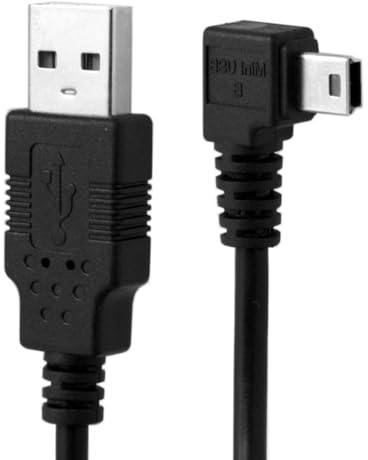 NFHK Câble de données mini USB type B 5 broches mâle coudé à 90 degrés vers USB 2.0 mâle avec ferrite, 3 m