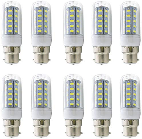 Aoxdi 10 Stück LED Lampe mit B22d Sockel 6W, Kaltweiß, 36 SMD 5730 B22d LED Mais Leuchtmittel B22d Bajonett Glühbirne, AC220-240V