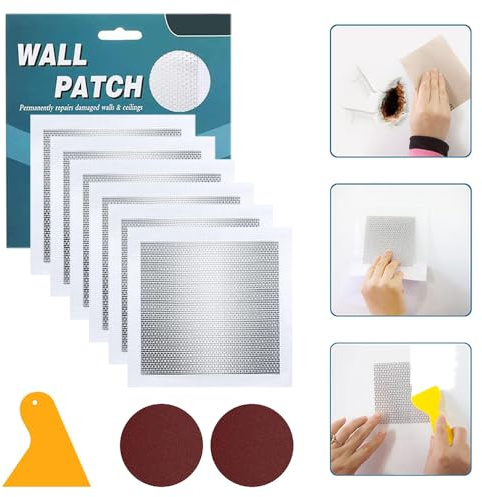 4'' By 4'' Drywall Hole Repair Patch, 6PCS, Self-Adhesive, Aluminum | Wall Repair Patches Kit, Plasterboard Fixing, Plaster Fixer Cover, For Walls Repairing Holes Crack Ceiling Filler Mesh