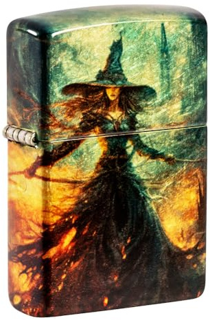 Zippo Sturmfeuerzeug - Witch, 540° Tumbled Brass, Fusion - Nachfüllbar - Wiederverwendbar - Windfestes Design - Geschenkbox - Made in USA