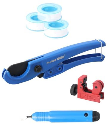 6-teiliges Rohrschneider, Rohrschneider Kunststoff 0-33 mm, Mini Rohrschneider Kupferrohr 3-22mm, PVC Schlauchschneider für Kunststoffschläuche und Rohrleitungen Aluminium, Kupferrohr