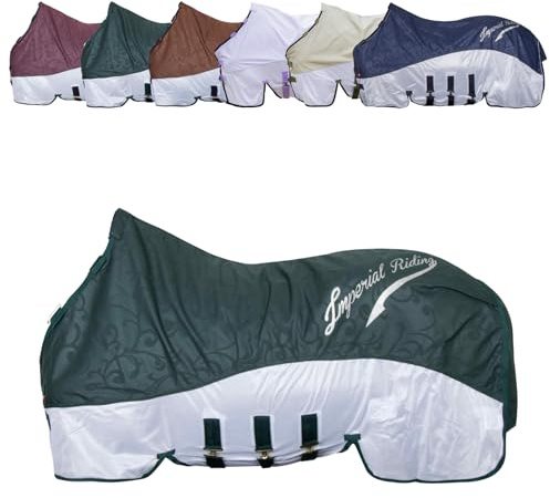 RL24 - Regen- & Fliegendecke 600D IRHSuper-Dry Forest Green 125cm | Pferdedecke von Imperial Riding – Decke mit Mesh, Bauchklappe & Schweifklappe – atmungsaktive Regendecke für Pferde