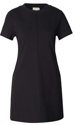 Calvin Klein Donna Abito a T-Shirt Punto Milano Corto, Nero (Black), S