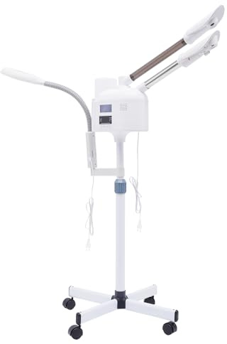 Lupenleuchte Gesichtsdampfer, 3 in 1 Gesichtsdampfer, 750W Professioneller Dampfer mit Heißer und Kalter Düse für Professionelle Kosmetikerinnen zur Verwendung in Schönheitssalons, Studios