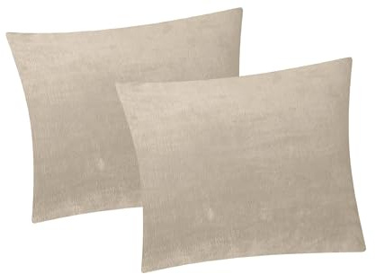 2er Set Fleece Winter Kissenbezug 40x40cm - Beige (40x40cm-Beige) | flauschig weich und warm, Kissenhülle, Doppelpack, Kuschelig