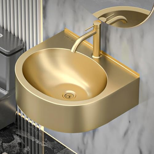 Lavabo Angolare Piccolo In Acciaio Inox,Mobile Lavabo Angolare Bagno,Lavabo Da Bagno Piccolo Per Bagno Lavabo Ad Angolo,Lavabo Ad Angolo Su Piedistallo,Lavandino Del Bagno,Montaggio A Parete Ovale(Gol